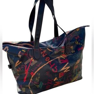 VTG Carlos Falchi Sport Graffiti Print large Weekender Travel Bag 90s